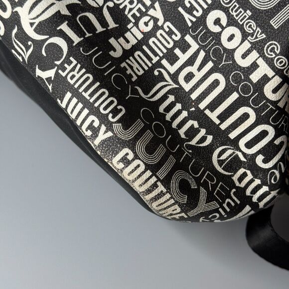 Juicy Couture Weekender Bag Black White Wordplay Print Duffle Gym - Picture 9 of 16